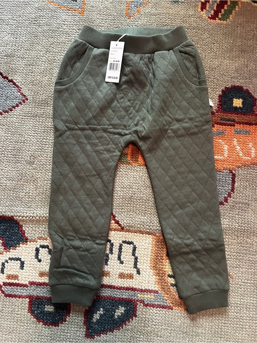 Cuddlefields Kids Quilted Jogger Pants - Olive Green